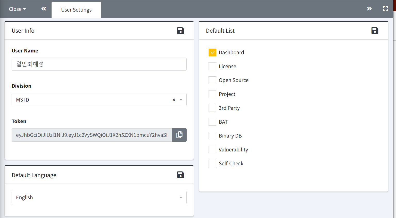 User Settings